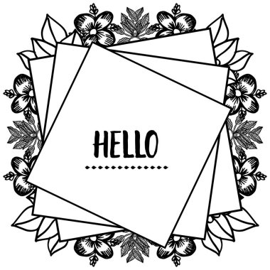 Vektör illüstrasyon kartı merhaba çeşitli çelenk çerçevesi ile