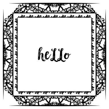 Vektör illüstrasyon yazı merhaba tasarım duvar kağıdı çiçek çerçeve için