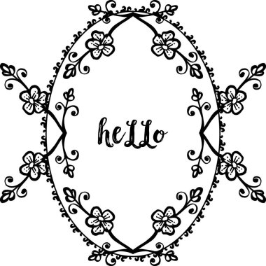 Vektör illüstrasyon merhaba yazı ile çeşitli sevimli çiçek çerçeve