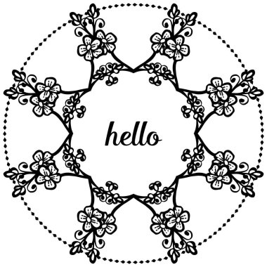 Vektör illüstrasyon tebrik kartı merhaba süs tasarımı çelenk çerçeve ile