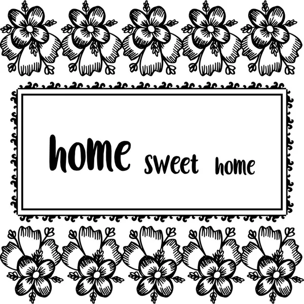 Ilustración vectorial multitud de marco de flores con varias letras de hogar dulce hogar — Archivo Imágenes Vectoriales
