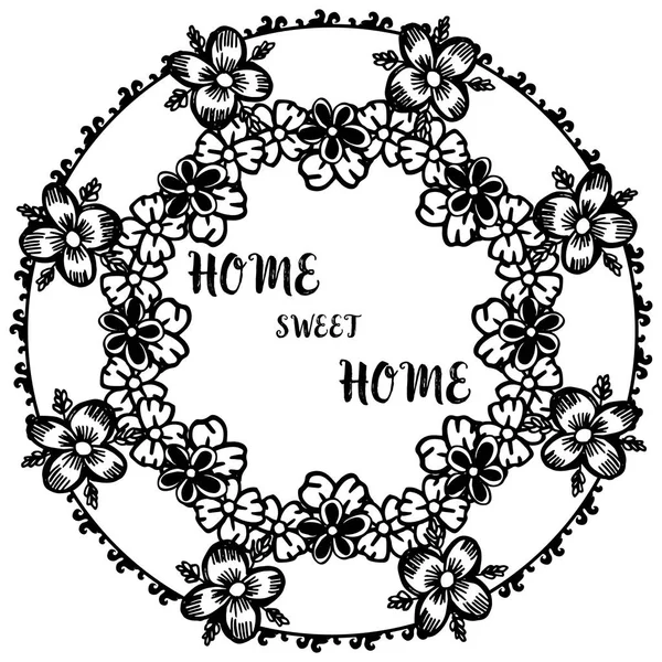Vektorový ilustrace rám černého bílého květu se starožitně domovem sladký domov — Stockový vektor