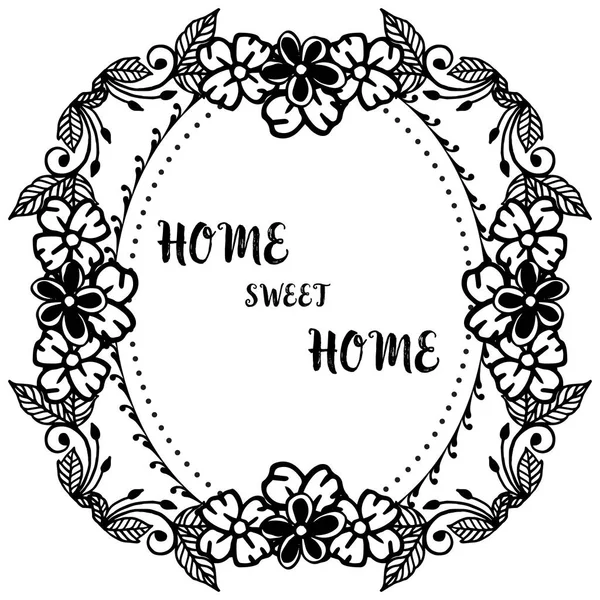 Tarjeta de invitación de ilustración vectorial de hogar dulce hogar con marco de corona de adorno — Vector de stock