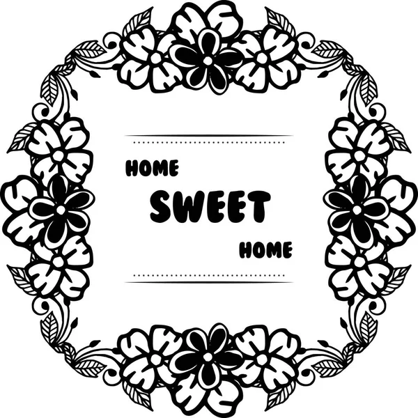 Vector illustratie textuur kunst van bloem frame voor moderne kaart van Home Sweet Home — Stockvector