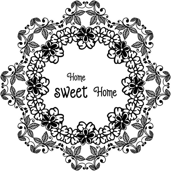 Illustration vectorielle symbole de la maison douce maison avec cadre fleuri orné — Image vectorielle
