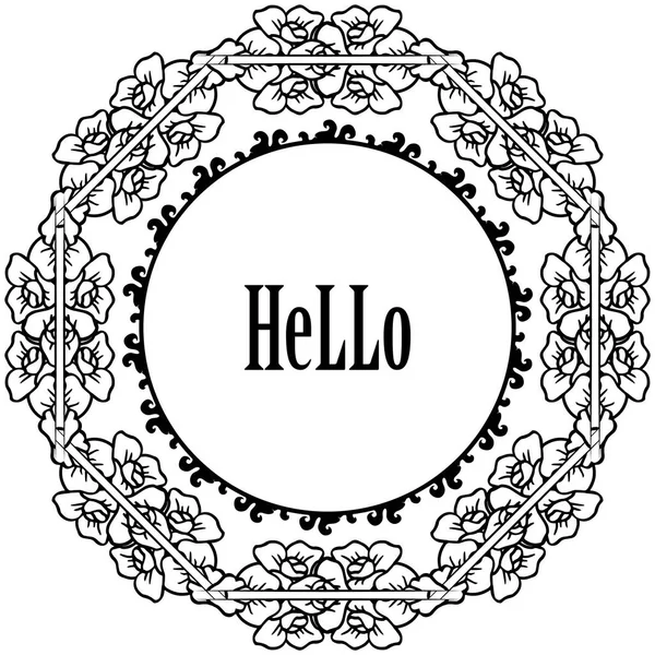 Vector illustration card hello with various wreath frame — Stock Vector