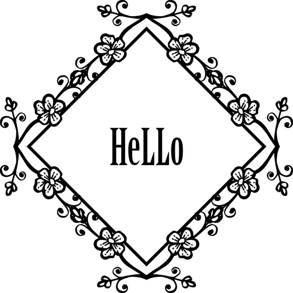 Vector illustration lettering hello for design wallpaper flower frame — Stock Vector