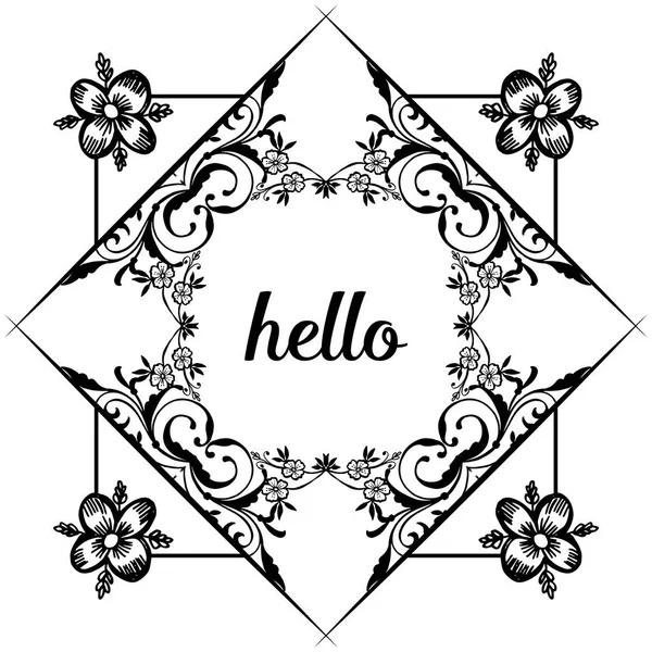 Vector illustration lettering hello for design wallpaper flower frame — Stock Vector