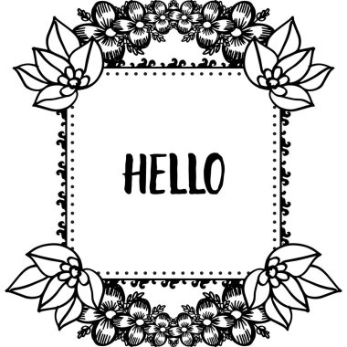 Vektör illüstrasyon tebrik kartı merhaba çeşitli sevimli çiçek çerçeve ile