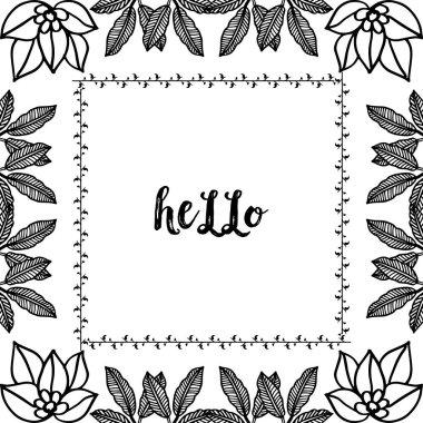 Vektör illüstrasyon tebrik kartı merhaba çeşitli sevimli çiçek çerçeve ile