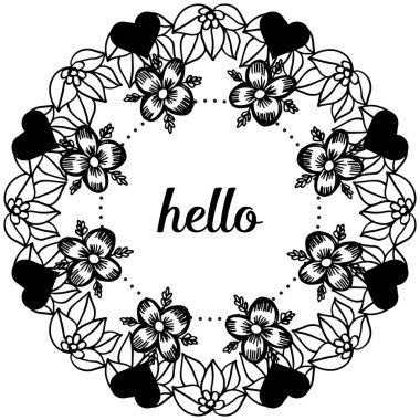 Vektör illüstrasyon tebrik kartı merhaba çeşitli sevimli çiçek çerçeve ile