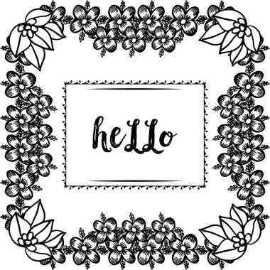 Vektör illüstrasyon merhaba yazma süs ile sevimli çiçek çerçeve