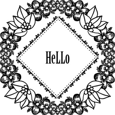 Vektör illüstrasyon tasarım güzel çiçek çerçeve tarzı ile merhaba yazma