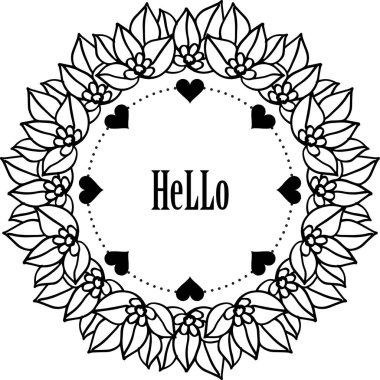 Vektör illüstrasyon tasarım güzel çiçek çerçeve tarzı ile merhaba yazma