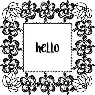 Çeşitli zarif çiçek çerçevesi ile merhaba Vektör illüstrasyon dekorasyon kartı