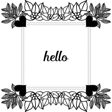 Zarif çiçek çerçevesi ile merhaba Vektör illüstrasyon tasarım grafik