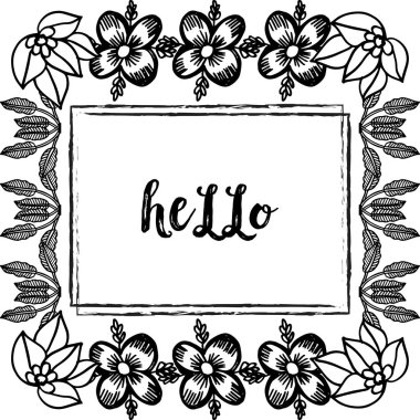 Zarif çiçek çerçevesi ile merhaba Vektör illüstrasyon tasarım grafik