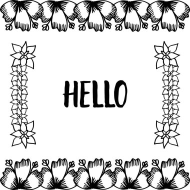 Zarif çiçek çerçevesi ile merhaba Vektör illüstrasyon tasarım grafik