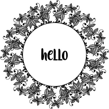 Vektör illüstrasyon tebrik kartı merhaba çelenk çerçeve süslü ile