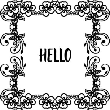 Çeşitli çelenk çerçevesi ile kart merhaba vektör illüstrasyon şekli