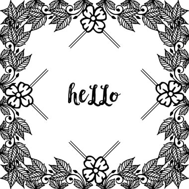 Vektör illüstrasyon süs duvar kağıdı merhaba için güzel çelenk çerçeve