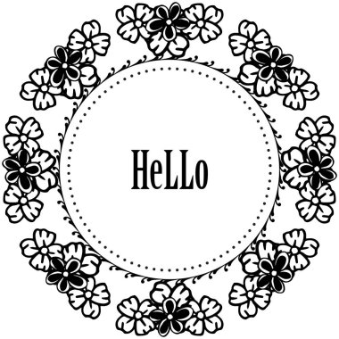 Çeşitli dekorasyon sevimli çiçek çerçeve ile merhaba Vektör illüstrasyon kartı