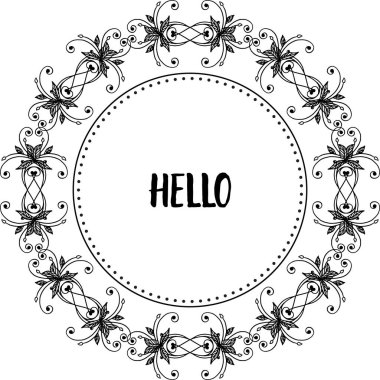 Vektör illüstrasyon dekorasyon çelenk çerçeve için merhaba yazma