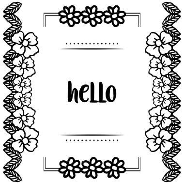 Vektör illüstrasyon dekorasyon çelenk çerçeve için merhaba yazma