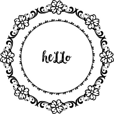 Vektör illüstrasyon tasarım zarif çiçek çerçevesi ile merhaba yazma