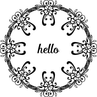 Vektör illüstrasyon tasarım zarif çiçek çerçevesi ile merhaba yazma