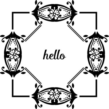 Vektör illüstrasyon merhaba desen kartı ile sevimli çelenk çerçeve