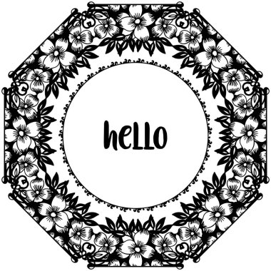 Vektör illüstrasyon tebrik kartı merhaba çeşitli güzel çelenk çerçevesi ile