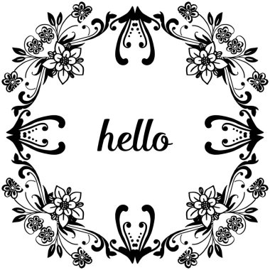 Vektör illüstrasyon tebrik kartı merhaba çeşitli güzel çelenk çerçevesi ile