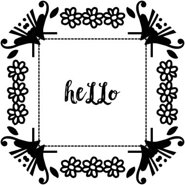 Vektör illüstrasyon çelenk çerçeve zemin beyaz dekoratif yazı merhaba ile