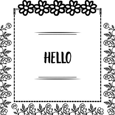 Çeşitli harflerle çiçek çerçeve vektör illüstrasyon kalabalık merhaba