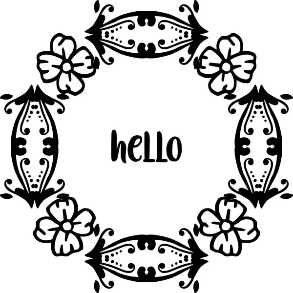 Vector illustration template hello with flower wreath leaves — Stock Vector