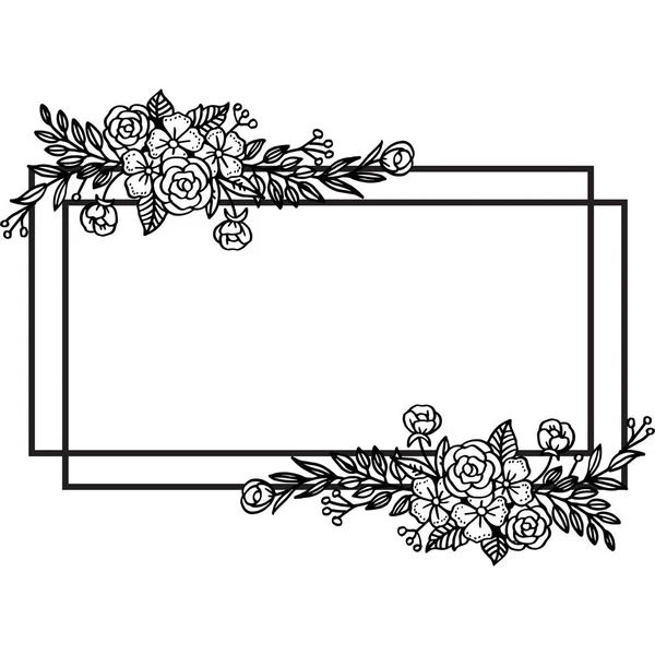 葉の花枠を持つカードのベクトルイラスト装飾 — ストックベクタ
