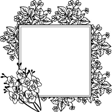Yaprak çiçek çerçeveli kart vektör illüstrasyon dekoratif
