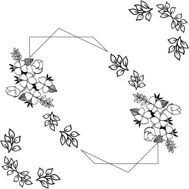 Çeşitli sanat yaprak çiçek çerçeve ile Vektör illüstrasyon davet kartı