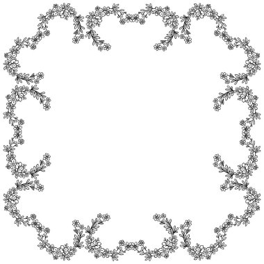 Kart dekoratif için yaprak çiçek çerçeve Vektör illüstrasyon kalabalık