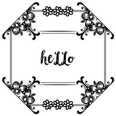 Vektör illüstrasyon harf merhaba tasarım grafik çiçek çerçevesi ile
