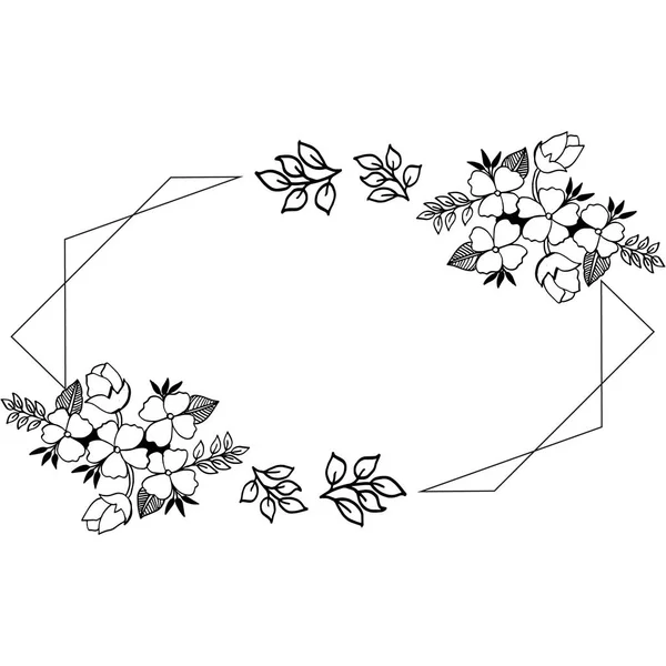 Illustration vectorielle cadres de fleurs feuilles avec modèle — Image vectorielle