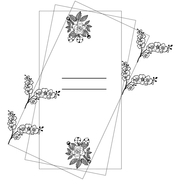 Vector illustratie uitnodigingskaart met verschillende illustraties blad bloem frame — Stockvector