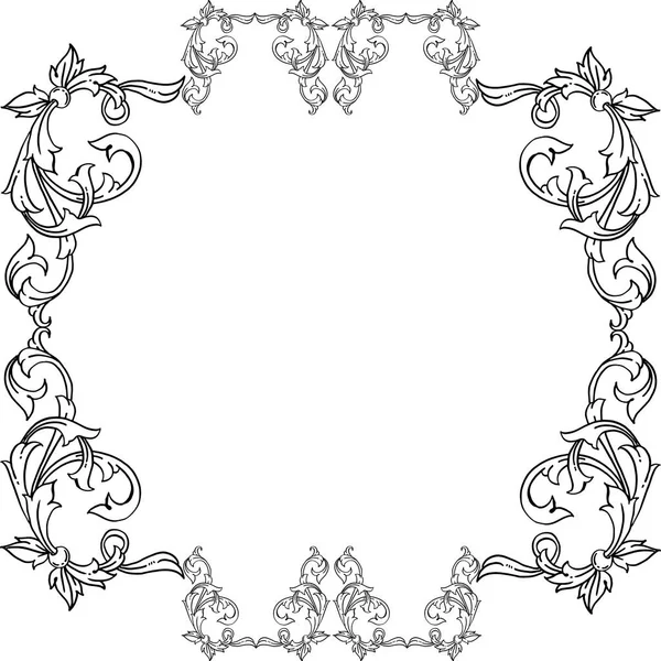 Vektoros illusztráció template leveles virág kerettel elszigetelt fehér háttér — Stock Vector