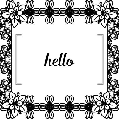 Çiçek çerçevesi süslü vektör illüstrasyon merhaba yazı