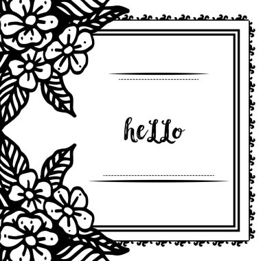 Vektör illüstrasyon dekorasyon modern çiçek çerçeve için merhaba yazma