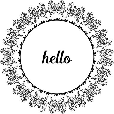 Vektör illüstrasyon tebrik kartı merhaba desen sevimli çiçek çerçeve ile