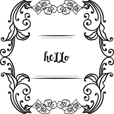 Vektör illüstrasyon merhaba kartı için çiçek çerçeve çizim