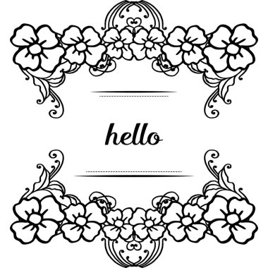 Vektör illüstrasyon çiçek çerçeve duvar kağıdı ile merhaba yazı
