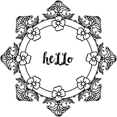 Çiçek çerçeve kalabalık ile Vektör illüstrasyon kartı tasarımı merhaba